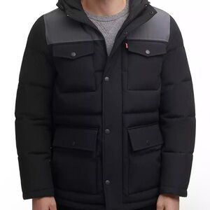 Levi Heavy Weight Hooded Cargo Puffer Coat